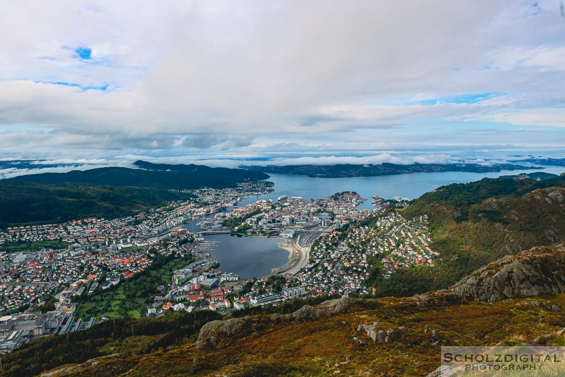 Aussicht vom Ulriken auf Bergen